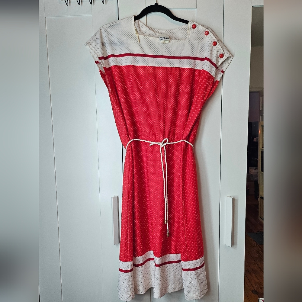 Vintage Retro Red and White Polka-dot Dress Sz 20